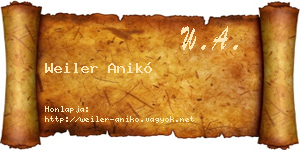 Weiler Anikó névjegykártya